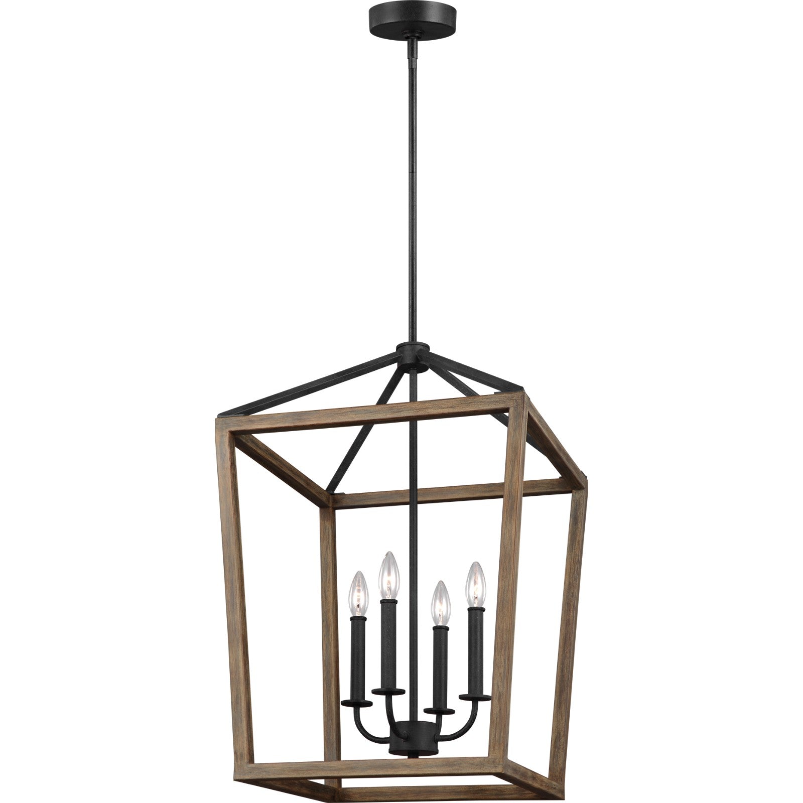 Gannet Medium Chandelier Weathered Oak Wood / Antique Forged Iron - Visual Comfort Ceiling Lights