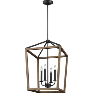 Gannet Medium Chandelier Weathered Oak Wood / Antique Forged Iron - Visual Comfort Ceiling Lights