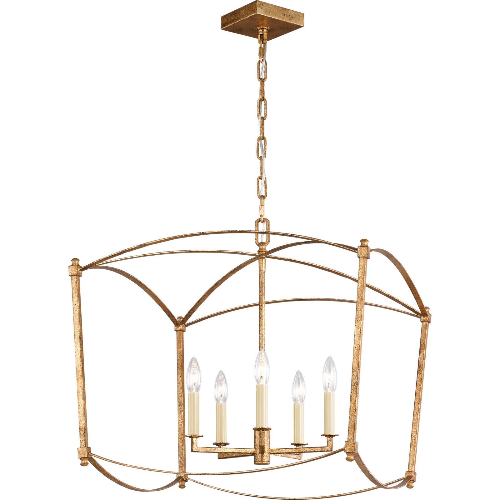 Thayer Wide Lantern in Antique Gild - Visual Comfort Ceiling Lights