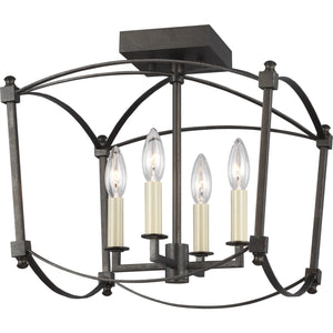 Thayer Semi-Flush Mount in Antique Gild - Visual Comfort Ceiling Lights