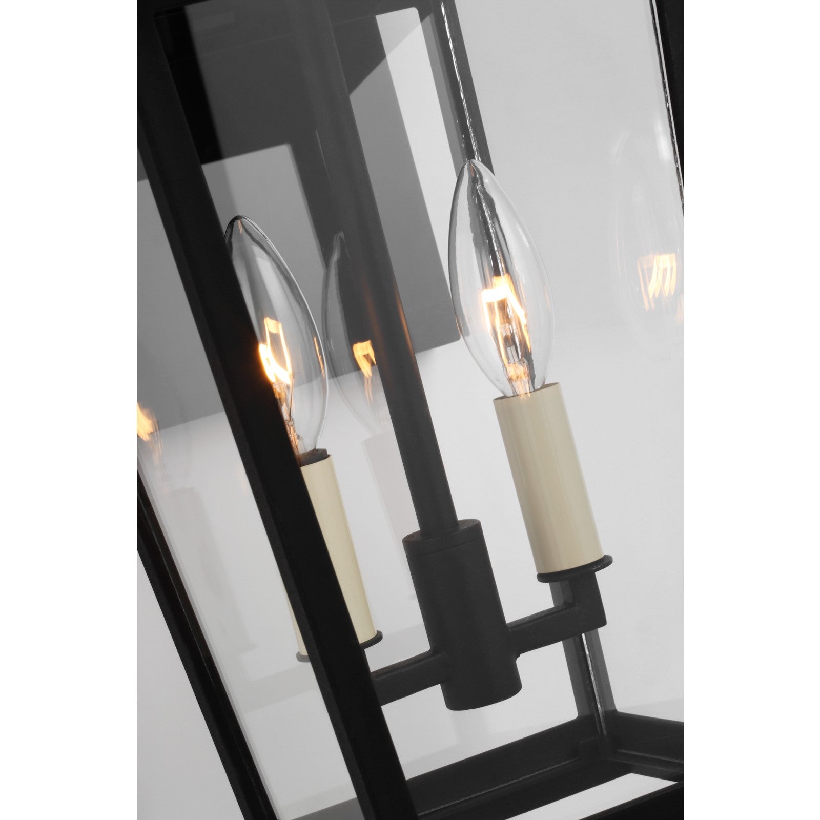 Warren Small Wall Lantern in Textured Black with Clear Glass Panels - Visual Comfort Outdoor Lighting