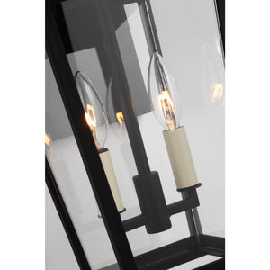 Warren Small Wall Lantern in Textured Black with Clear Glass Panels - Visual Comfort Outdoor Lighting