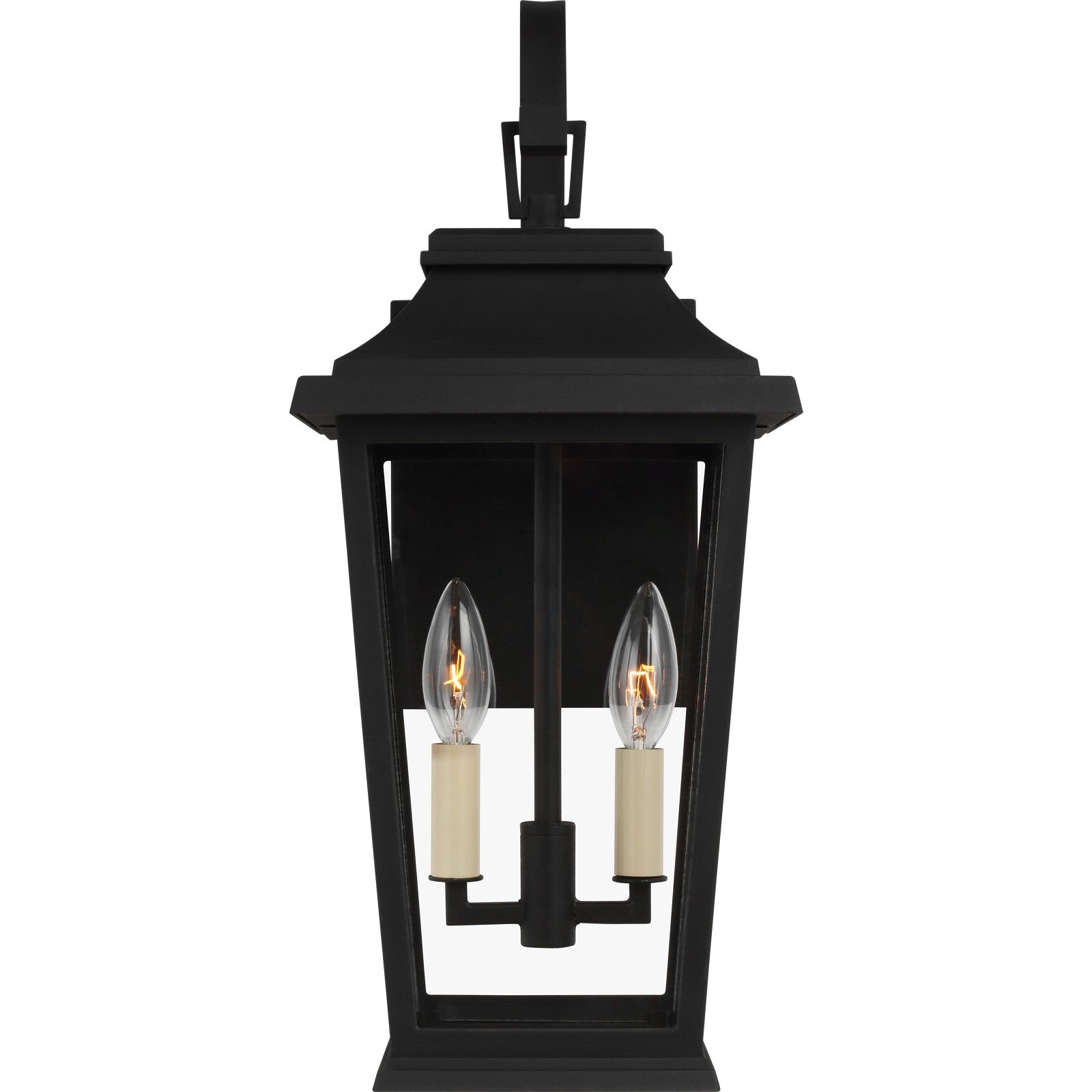 Warren Small Wall Lantern in Textured Black with Clear Glass Panels - Visual Comfort Outdoor Lighting