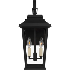 Warren Small Wall Lantern in Textured Black with Clear Glass Panels - Visual Comfort Outdoor Lighting