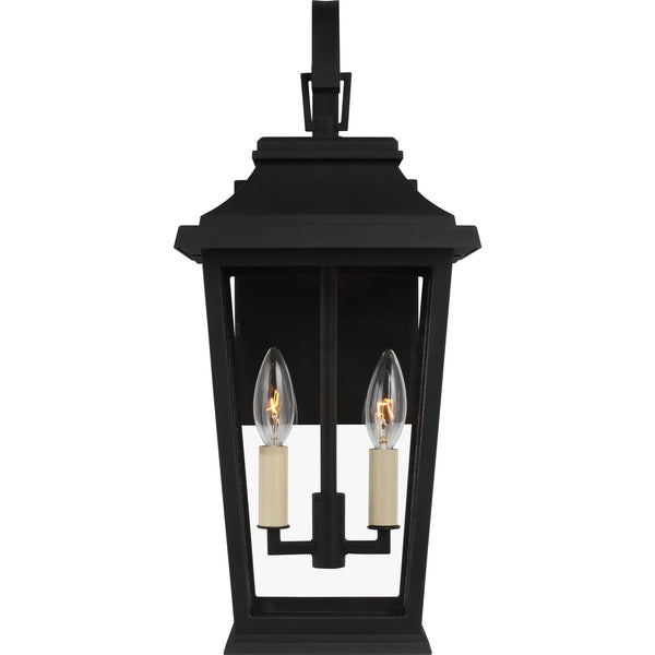 Warren Small Wall Lantern in Textured Black with Clear Glass Panels - Visual Comfort Outdoor Lighting
