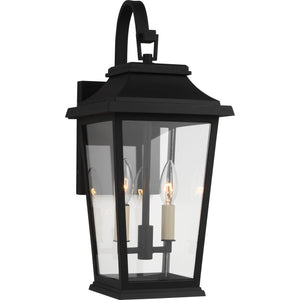 Warren Small Wall Lantern in Textured Black with Clear Glass Panels - Visual Comfort Outdoor Lighting