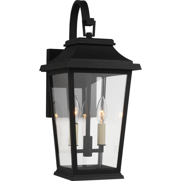 Warren Small Wall Lantern in Textured Black with Clear Glass Panels - Visual Comfort Outdoor Lighting