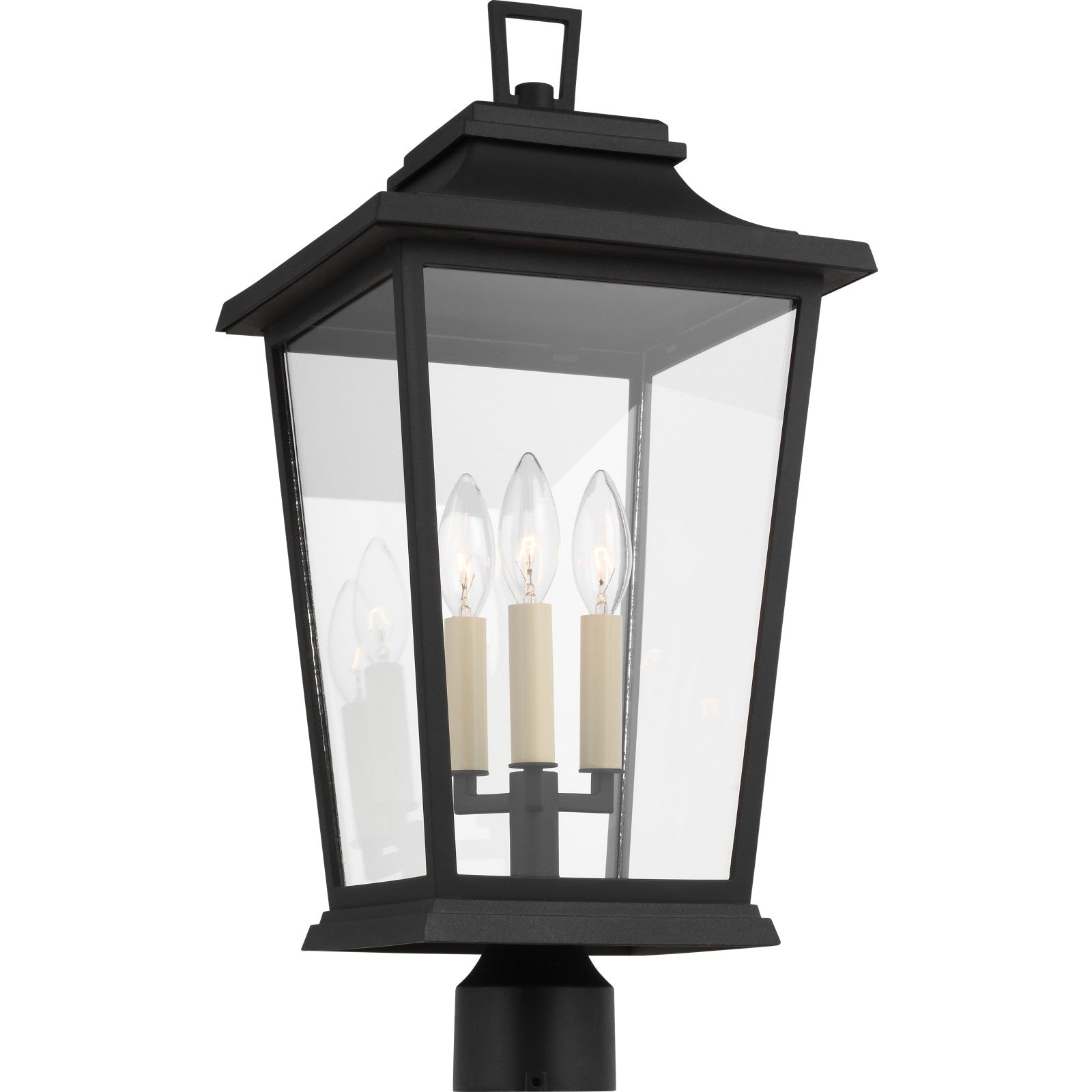 Warren Post Lantern Textured Black - Visual Comfort Outdoor Lighting
