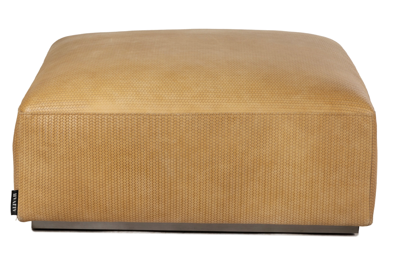 Woven Leather Look Ottoman