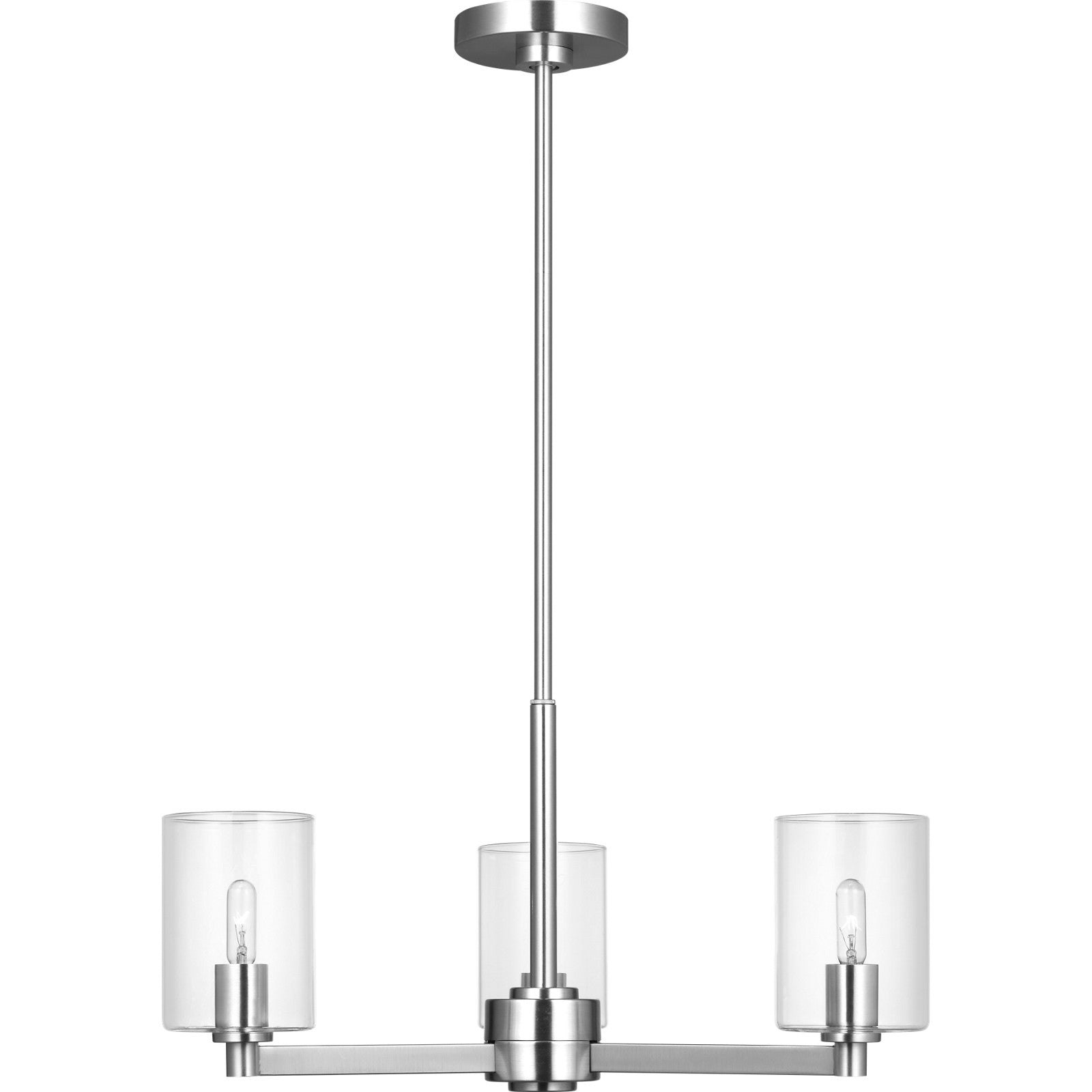 Fullton 3-Light Chandelier in Chrome with No Shade