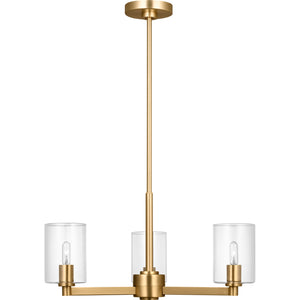 Fullton 3-Light Chandelier in Chrome with No Shade