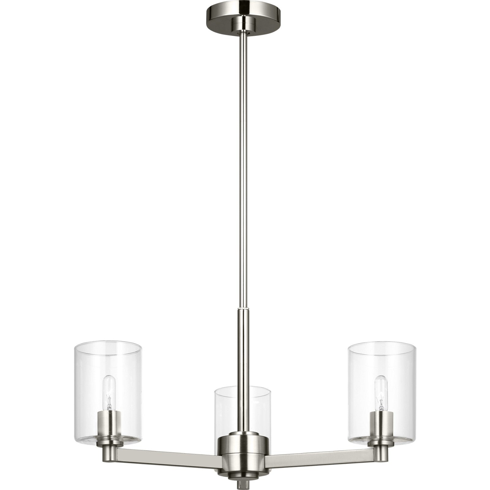 Fullton 3-Light Chandelier in Chrome with No Shade