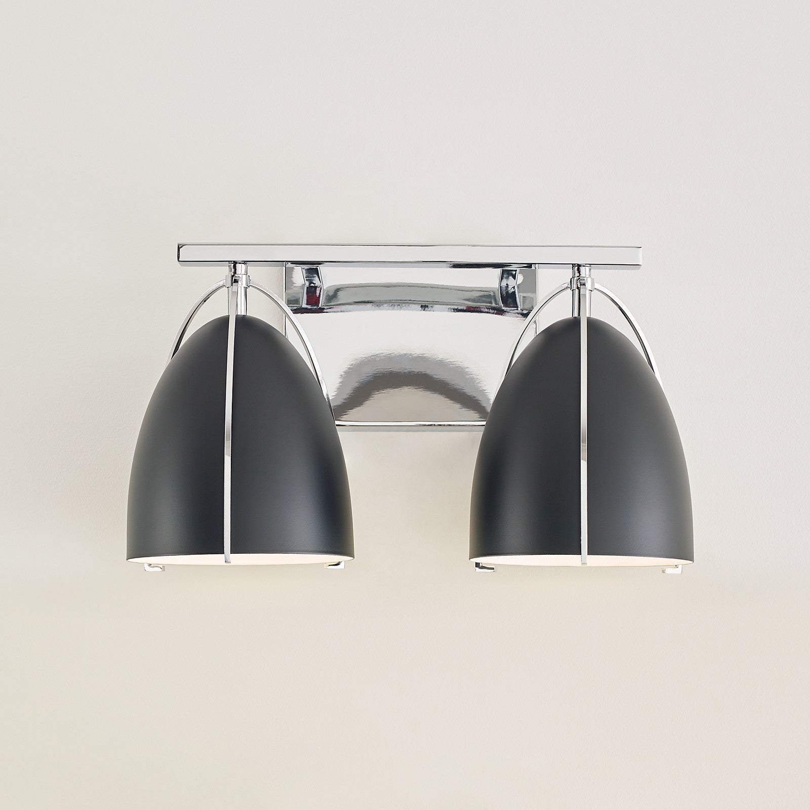 Norman 2-Light Bath Sconce in Chrome with Midnight Black Steel Shades - Visual Comfort Wall Lights