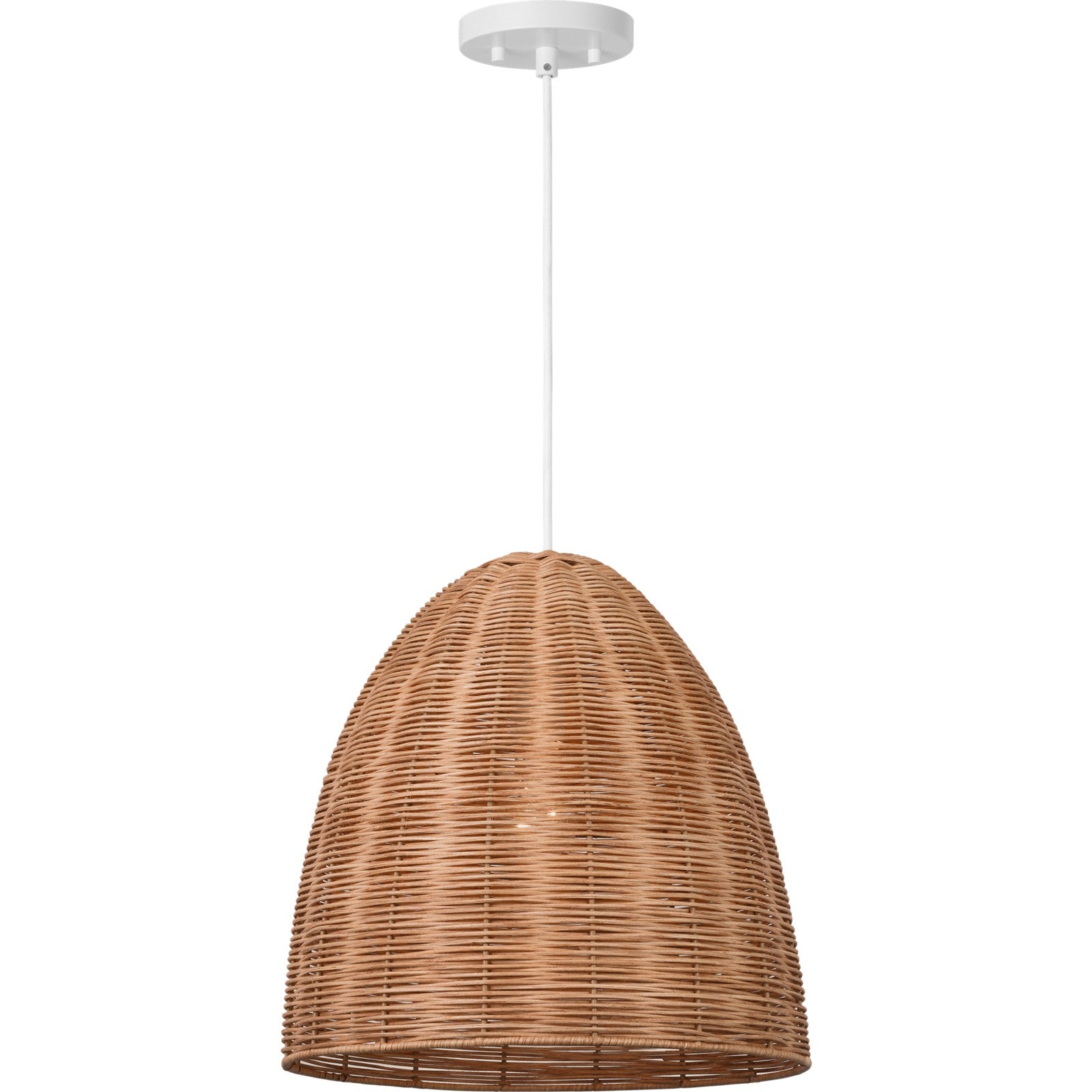 Norman Large Pendant in Matte White with Blonde Rattan - Visual Comfort Ceiling Lights