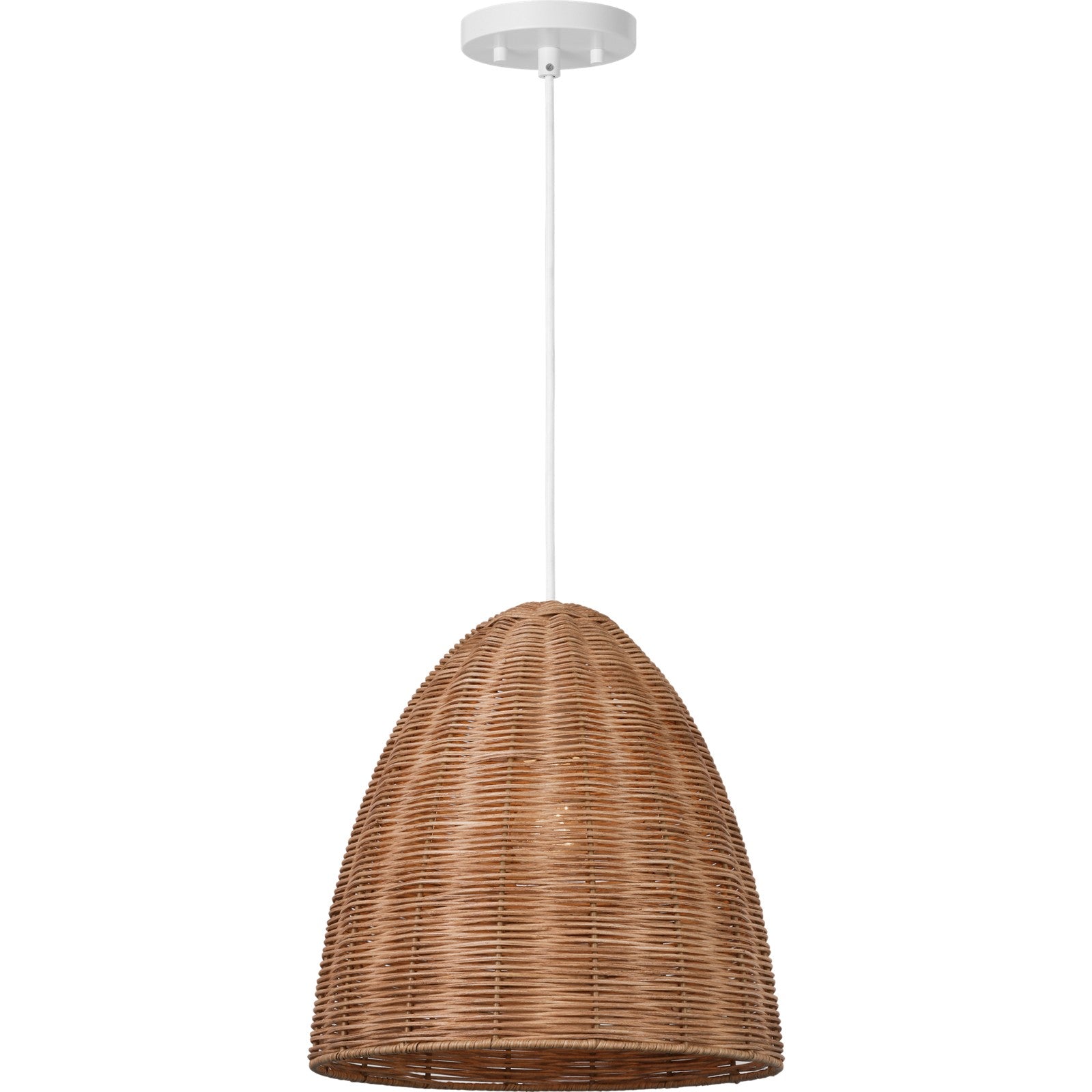 Norman Medium Pendant in Satin Brass and Blonde Rattan - Visual Comfort Ceiling Lights