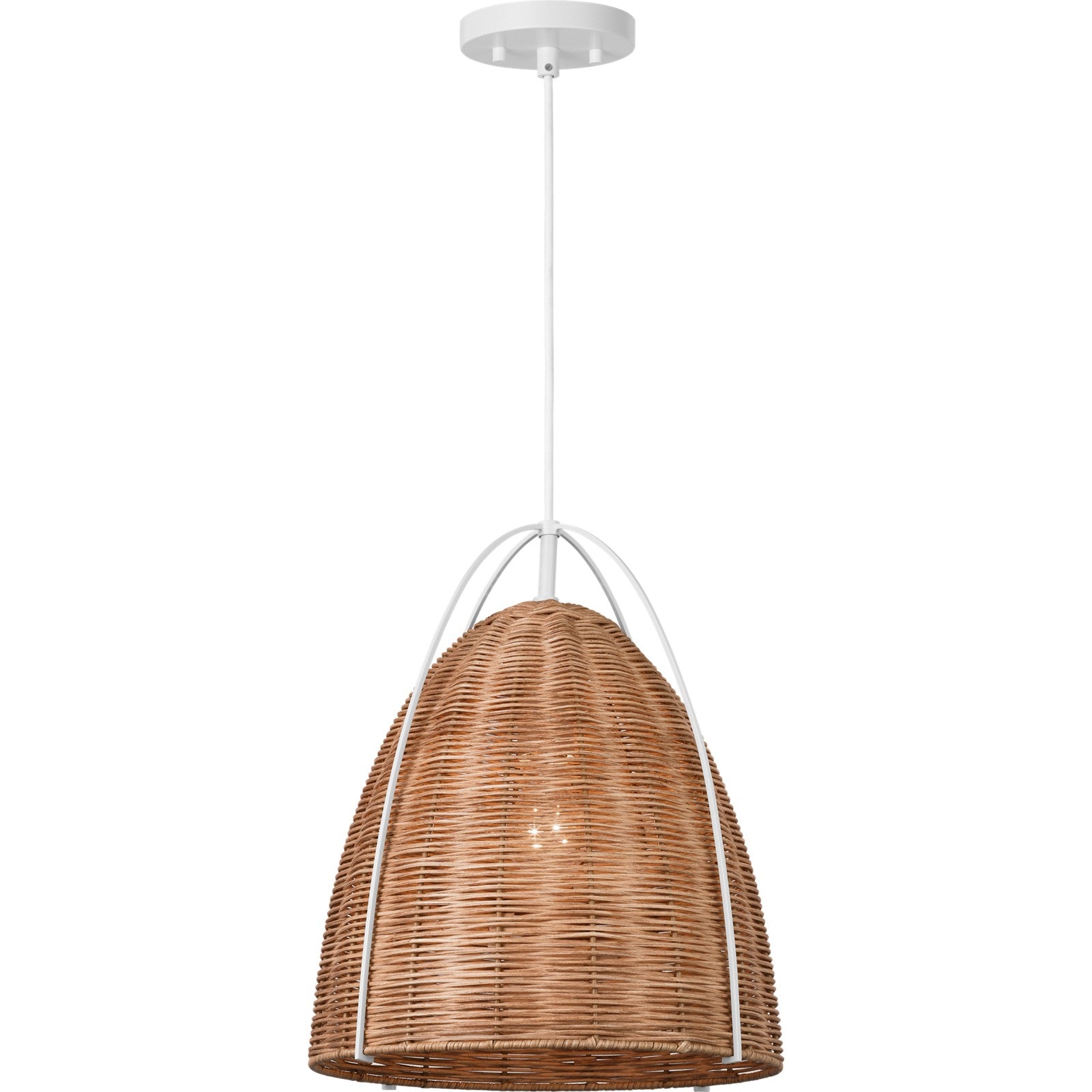 Norman Medium Pendant in Satin Brass and Blonde Rattan - Visual Comfort Ceiling Lights