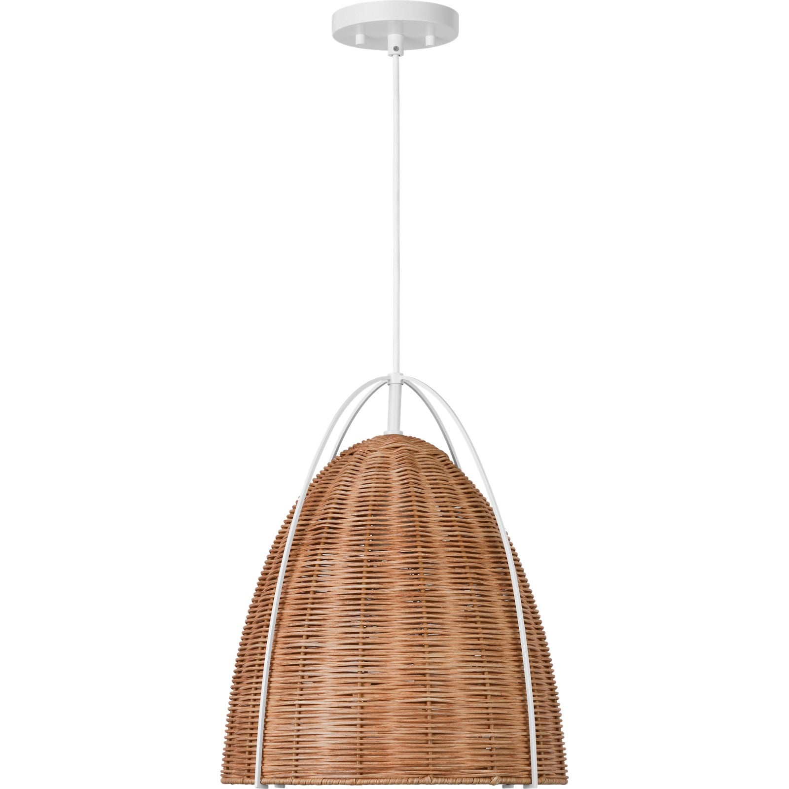 Norman Medium Pendant in Satin Brass and Blonde Rattan - Visual Comfort Ceiling Lights