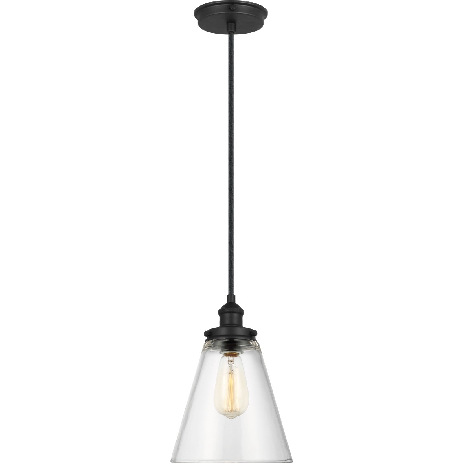 Baskin Cone Pendant in Painted Aged Brass / Dark Weathered Zinc - Visual Comfort Ceiling Lights
