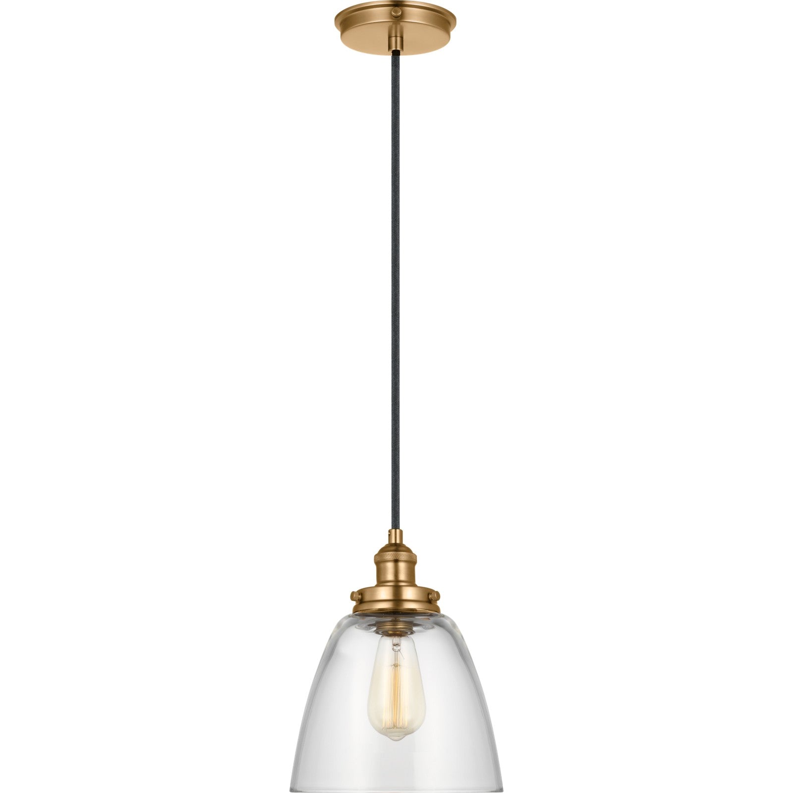 Baskin Dome Pendant in Painted Aged Brass / Dark Weathered Zinc - Visual Comfort Ceiling Lights