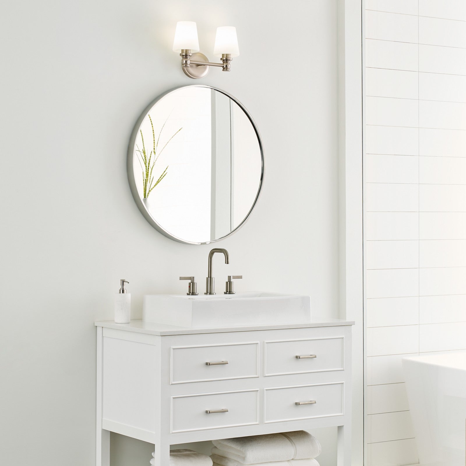 Xavierre 2 - Light Vanity Satin Nickel - Visual Comfort Wall Lights