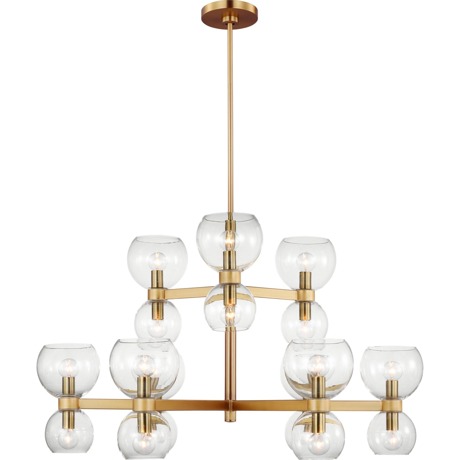 Londyn Medium Chandelier Burnished Brass with Clear Glass - Visual Comfort Ceiling Lights