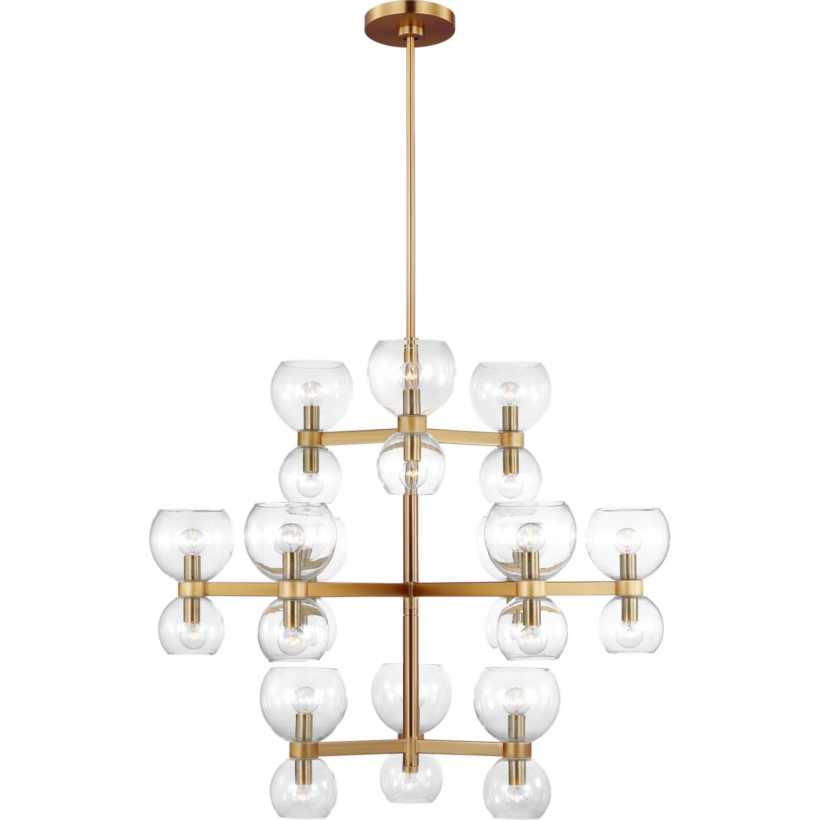 Londyn Large Chandelier Burnished Brass with Clear Glass - Visual Comfort Ceiling Lights