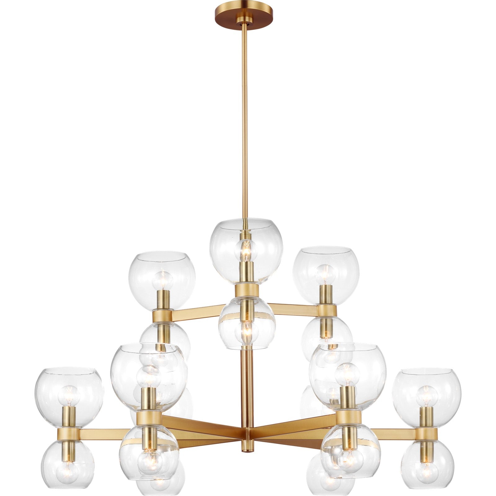 Londyn Medium Chandelier Burnished Brass with Clear Glass - Visual Comfort Ceiling Lights