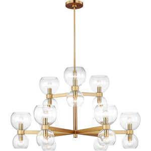 Londyn Medium Chandelier Burnished Brass with Clear Glass - Visual Comfort Ceiling Lights