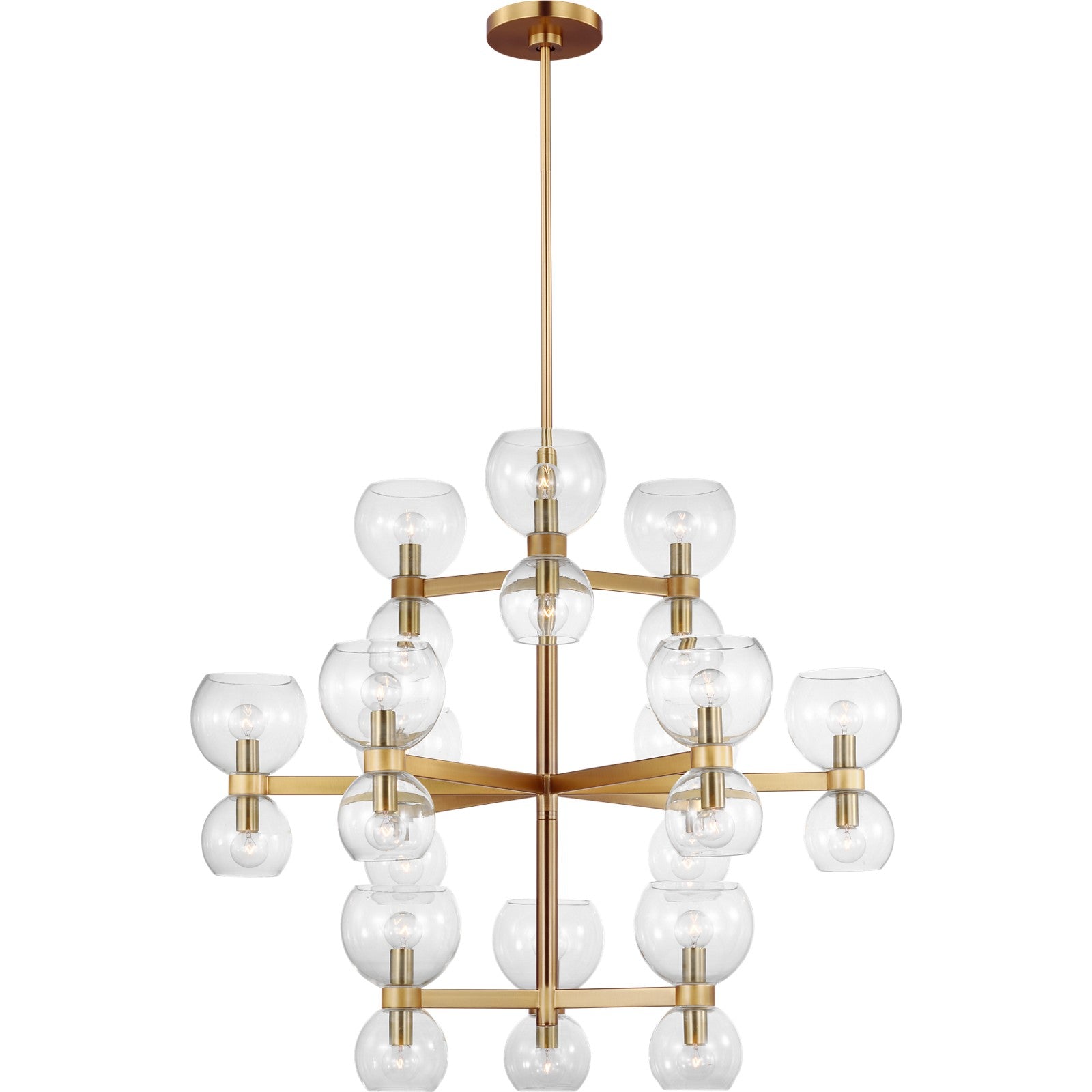 Londyn Large Chandelier Burnished Brass with Clear Glass - Visual Comfort Ceiling Lights