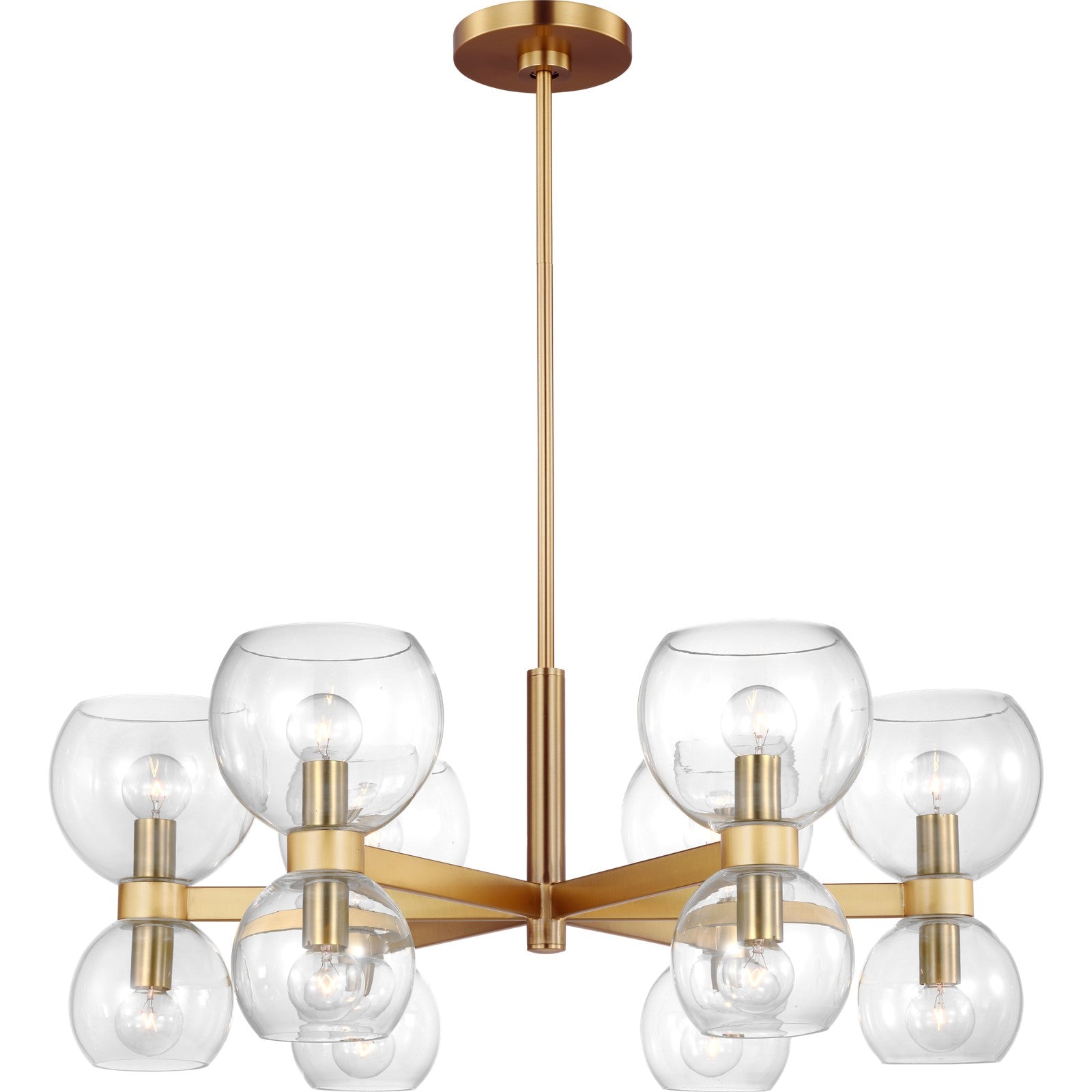 Londyn Small Chandelier Burnished Brass with Clear Glass - Visual Comfort Ceiling Lights