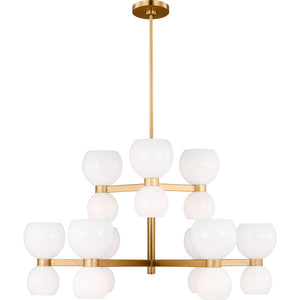 Londyn Medium Chandelier Burnished Brass with Clear Glass - Visual Comfort Ceiling Lights