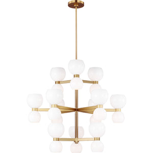 Londyn Large Chandelier Burnished Brass with Clear Glass - Visual Comfort Ceiling Lights