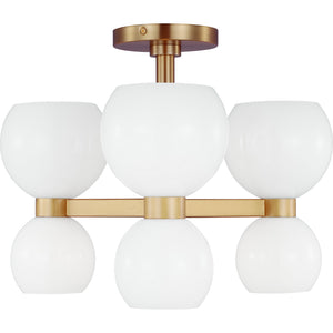 Londyn Semi Flush Mount Burnished Brass with Clear Glass - Visual Comfort Ceiling Lights