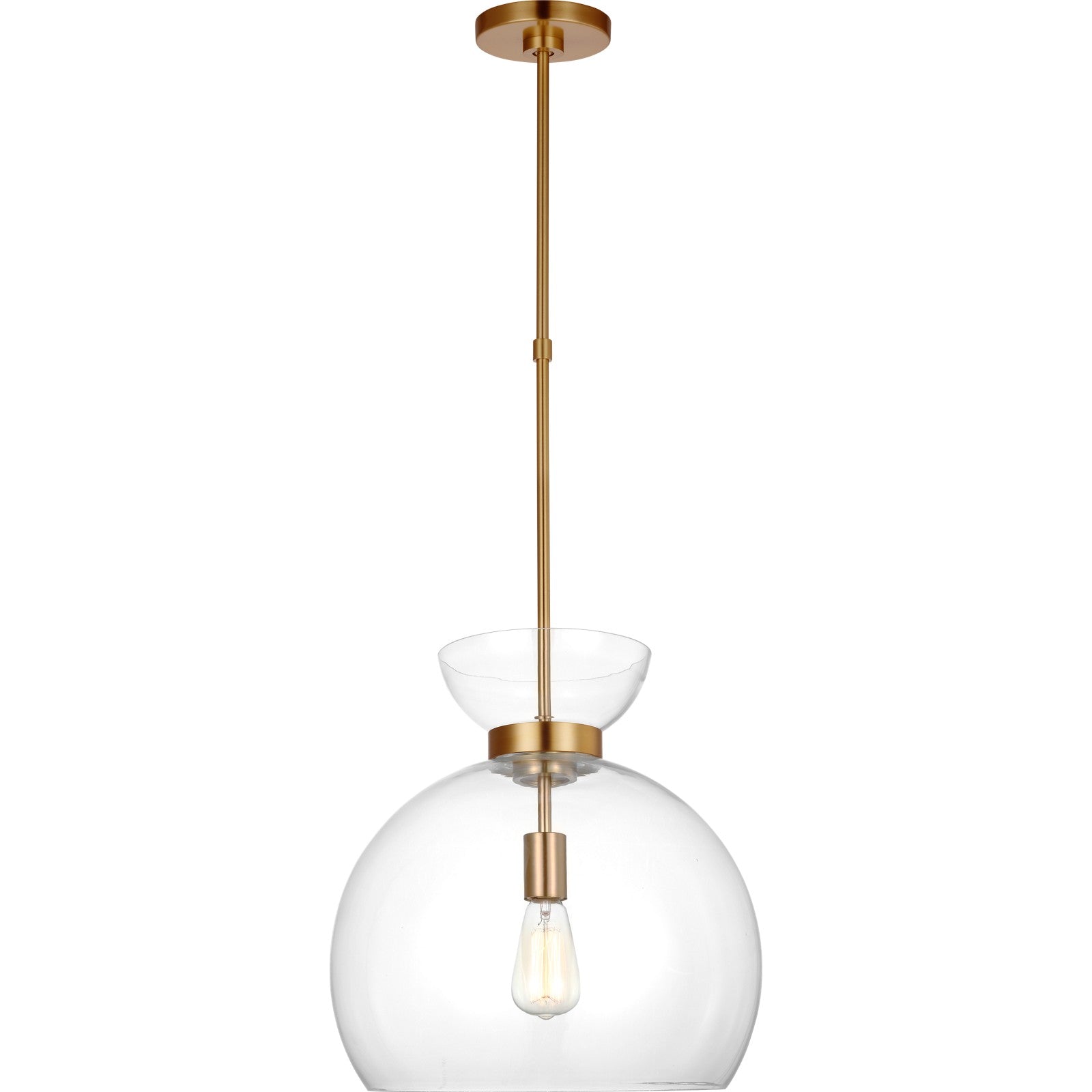 Londyn Round Pendant Burnished Brass with Clear Glass - Visual Comfort Ceiling Lights
