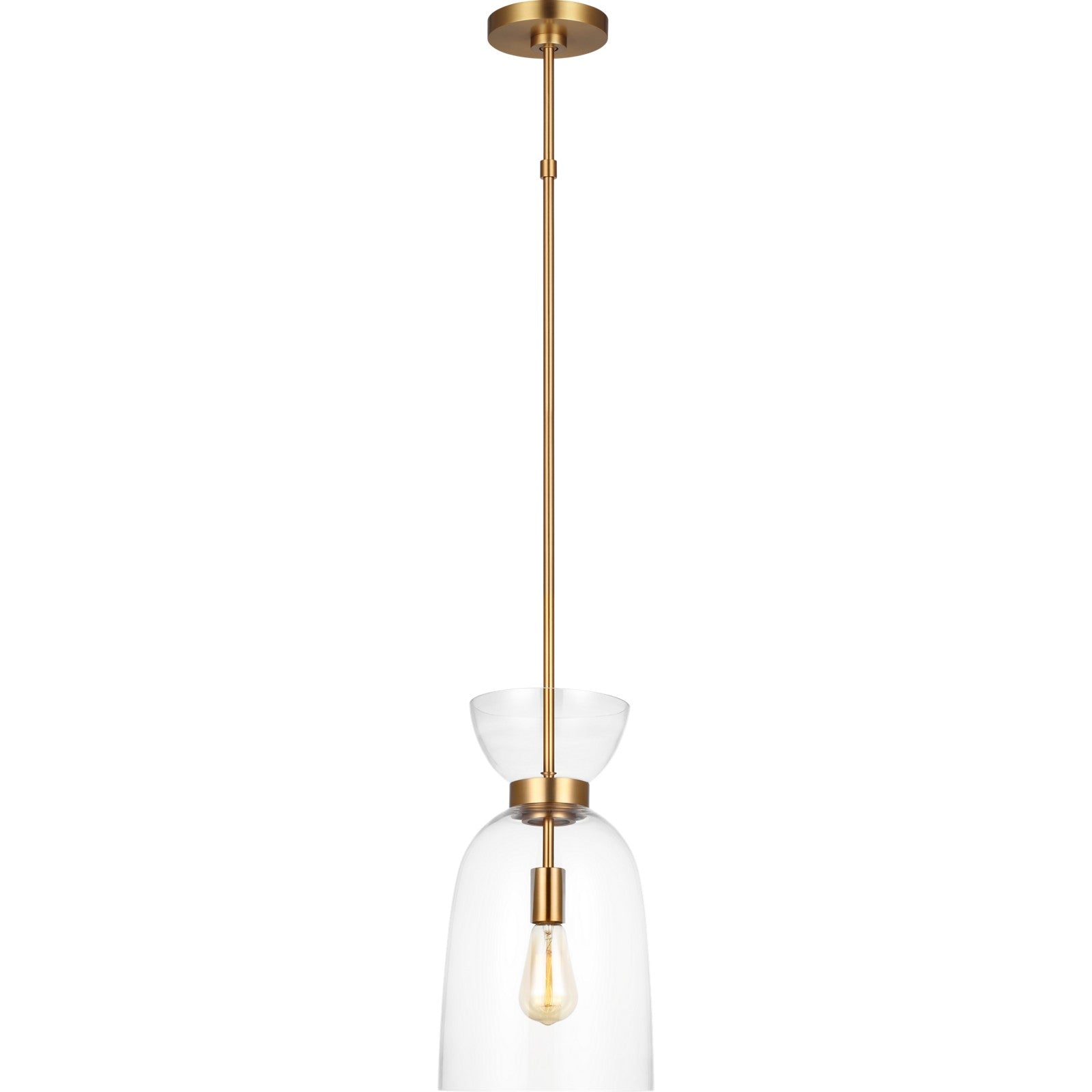 Londyn Tall Pendant Burnished Brass with Clear Glass - Visual Comfort Ceiling Lights