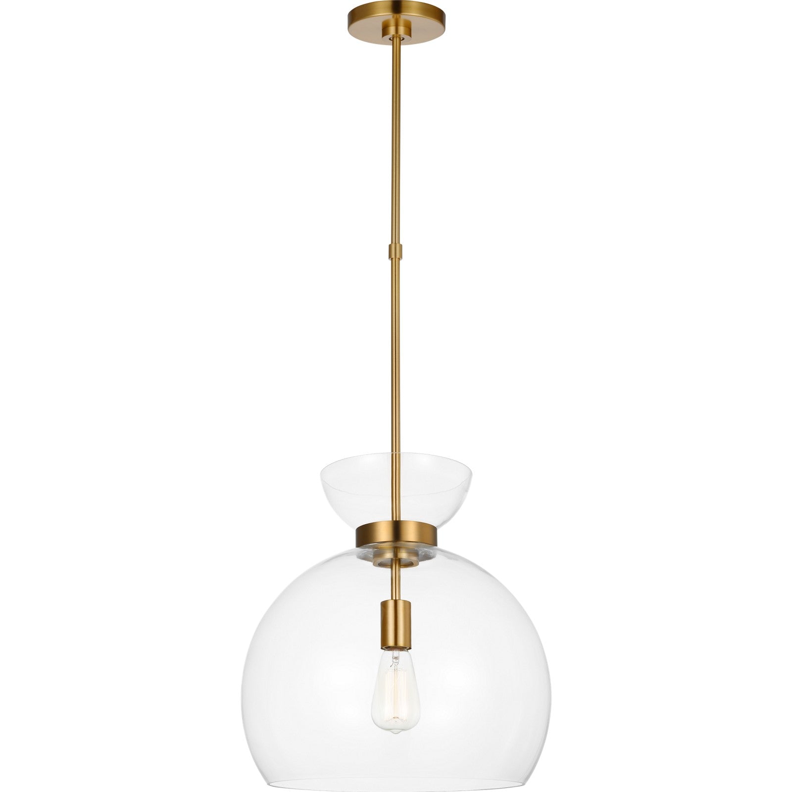 Londyn Round Pendant Burnished Brass with Clear Glass - Visual Comfort Ceiling Lights
