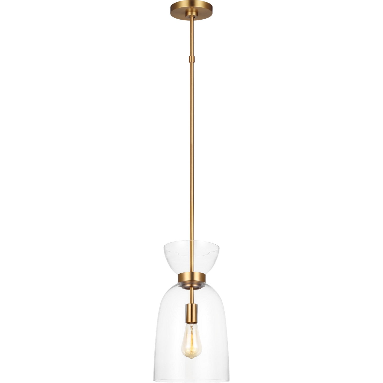 Londyn Tall Pendant Burnished Brass with Clear Glass - Visual Comfort Ceiling Lights