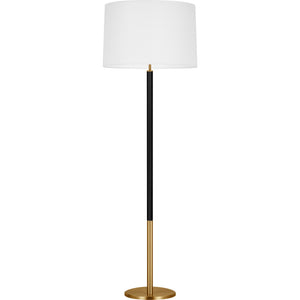 Monroe Large Floor Lamp in Burnished Brass and Glossy White - Visual Comfort Floor Lamps