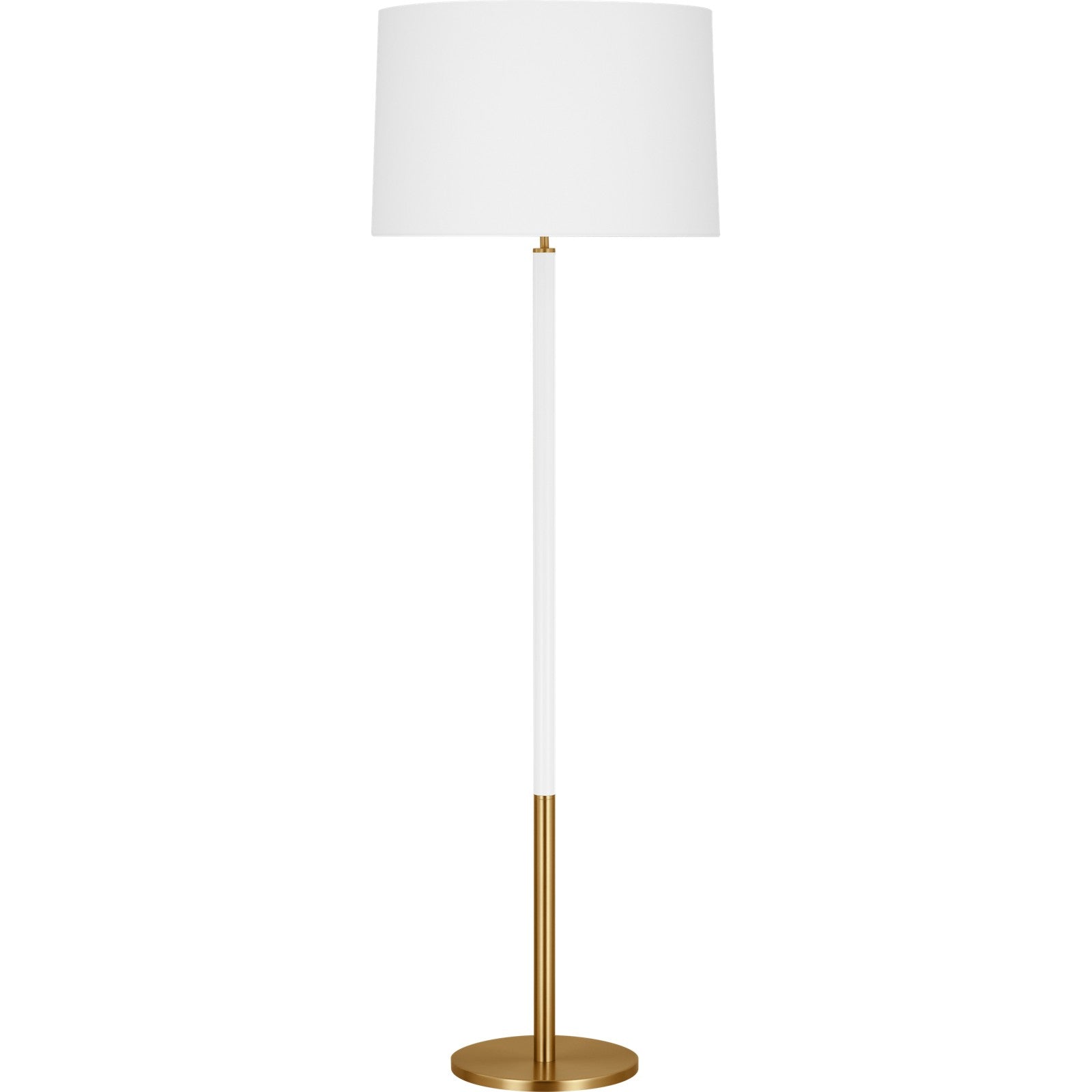 Monroe Large Floor Lamp in Burnished Brass and Glossy White - Visual Comfort Floor Lamps