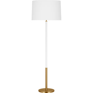Monroe Large Floor Lamp in Burnished Brass and Glossy White - Visual Comfort Floor Lamps