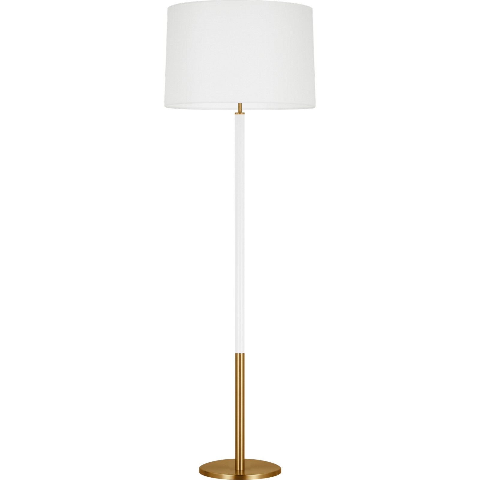 Monroe Large Floor Lamp in Burnished Brass and Glossy White - Visual Comfort Floor Lamps
