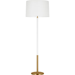 Monroe Large Floor Lamp in Burnished Brass and Glossy White - Visual Comfort Floor Lamps