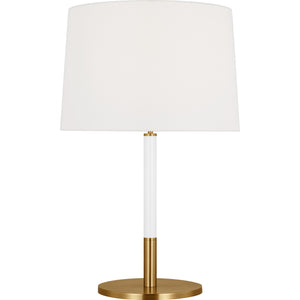 Monroe Medium Table Lamp in Burnished Brass and Glossy White - Visual Comfort Table Lamps