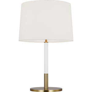 Monroe Medium Table Lamp in Burnished Brass and Glossy White - Visual Comfort Table Lamps
