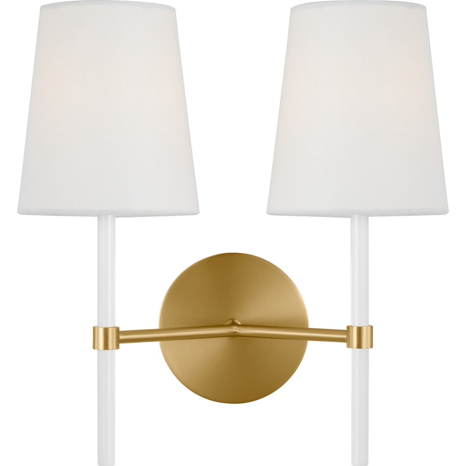 Monroe Double Sconce in Polished Nickel and Glossy White - Visual Comfort Wall Lights