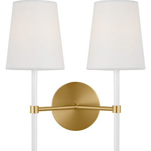 Monroe Double Sconce in Polished Nickel and Glossy White - Visual Comfort Wall Lights