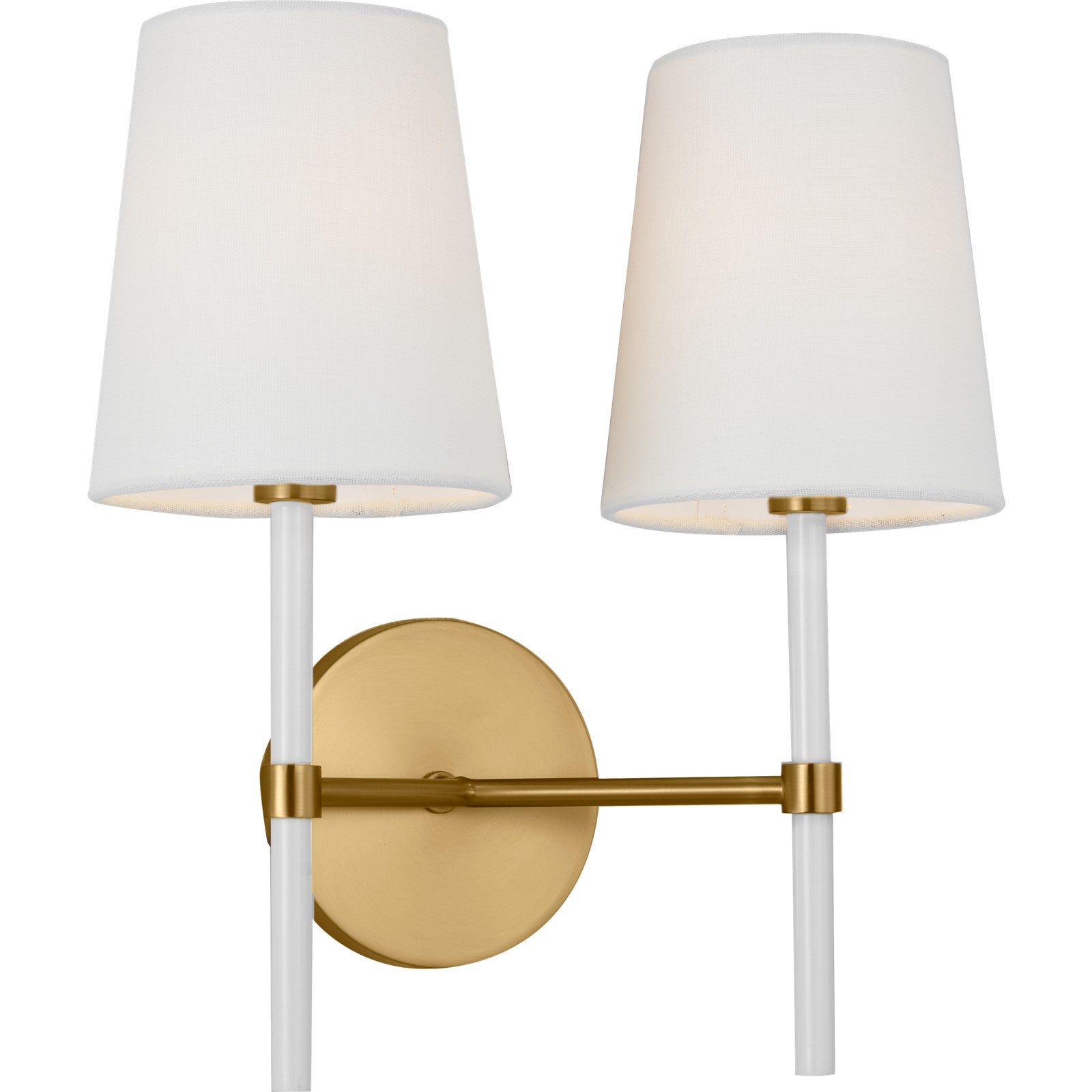 Monroe Double Sconce in Polished Nickel and Glossy White - Visual Comfort Wall Lights