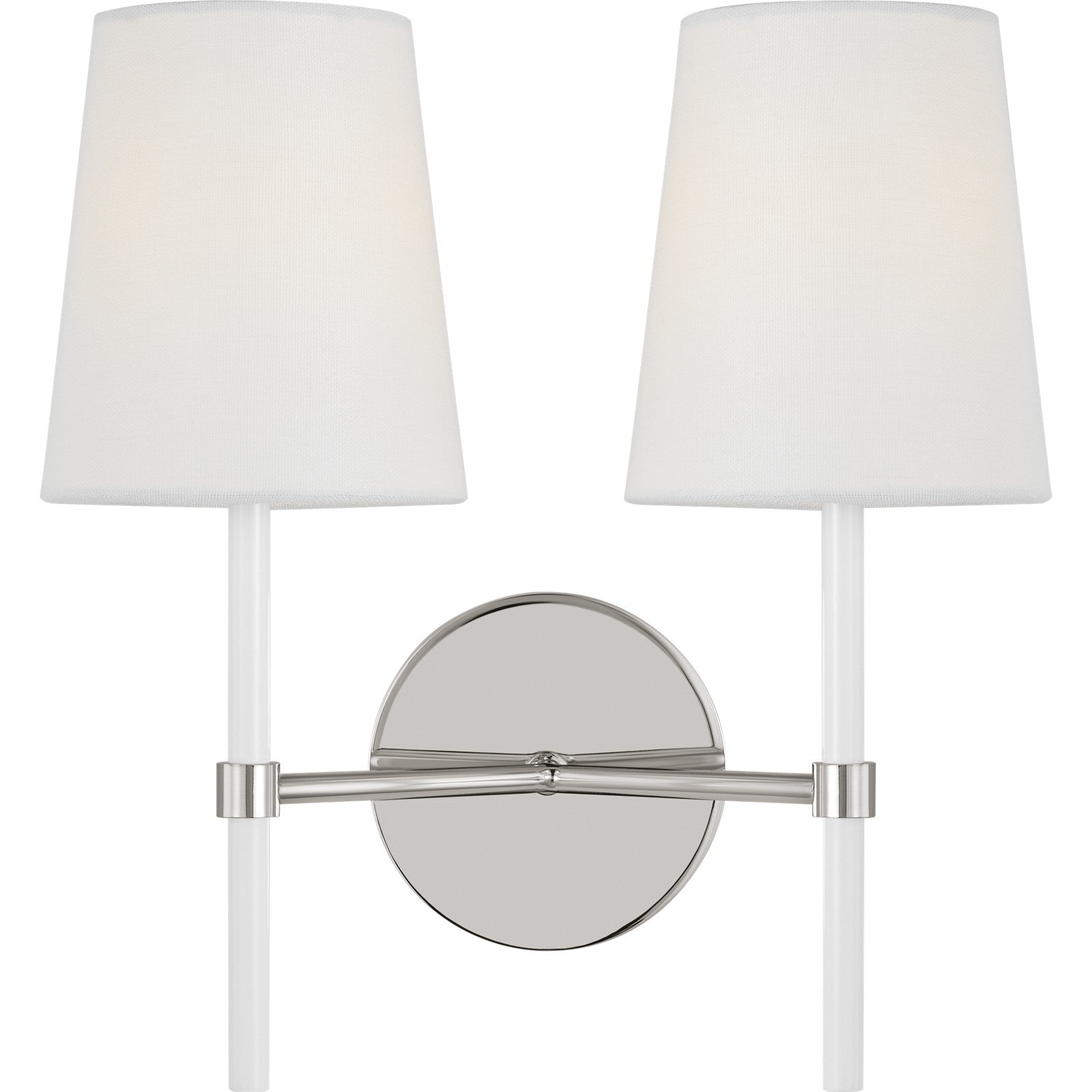 Monroe Double Sconce in Polished Nickel and Glossy White - Visual Comfort Wall Lights