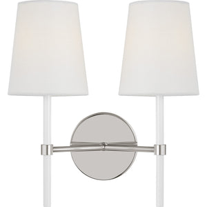Monroe Double Sconce in Polished Nickel and Glossy White - Visual Comfort Wall Lights