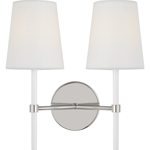 Monroe Double Sconce in Polished Nickel and Glossy White - Visual Comfort Wall Lights